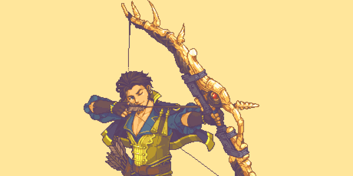 ohyesitstim's tweet photo. Take your final bow! Alternate Brave Claude Fire Emblem GBA styled portrait @JoeZieja  
#FE3H #pixelart #ドット絵 https://t.co/0V1MKT4NwW