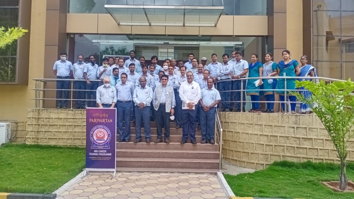 Dr. SK Jha, C&amp;MD , Shri N.Gowri Sankara Rao, D(F) &amp; Dr.Upender Vennam , CVO inaugrated "Mid- Career Batch 3 Training" for "Middle Level Management Executives".  On the occasion, training theme Logo : "PARIVARTHAN"  has been released by the dignatories. #IndiaAt75