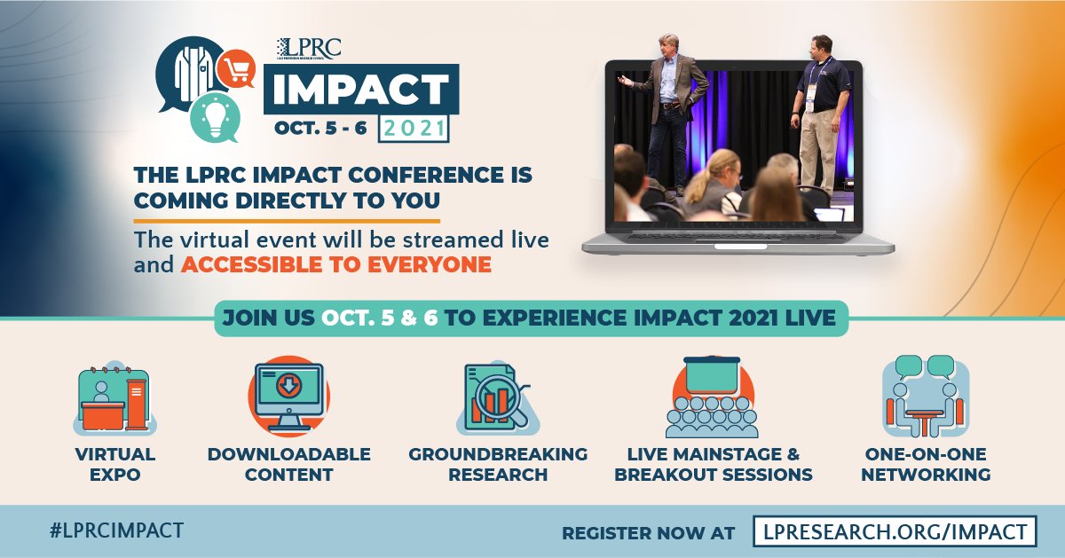 Join us on Oct 5th to 6th for LPRC IMPACT 2021! 
Register Here: ow.ly/oK2h50G8Rw2

Great Speakers, Research Based Content, CEUs, and the opportunity to connect with the LPRC Research and Results Community. We hope to see you there!

Join the LPRC: lpresearch.org