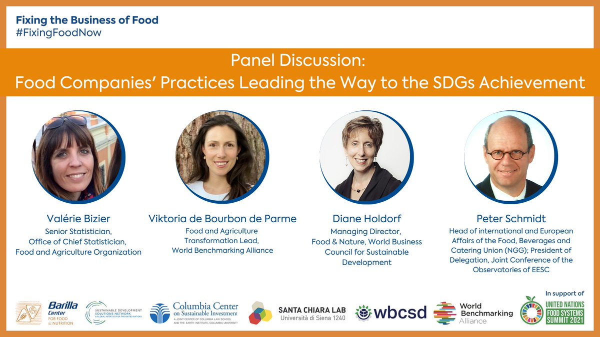 FondBarilla's tweet photo. 📣 Up next at #FixingFoodNow | “Food companies' practices leading the way to SDGs achievement” panel session featuring:
▶️ @DianeBHoldorf, @WBCSD
▶️ @viktoriabourbon, @SDGBenchmarks
▶️ @bizival, @FAOStatistics
▶️ Peter Schmidt, @EU_EESC
Watch now 👇
https://t.co/rindN4yjJx https://t.co/p3mJqYhodx