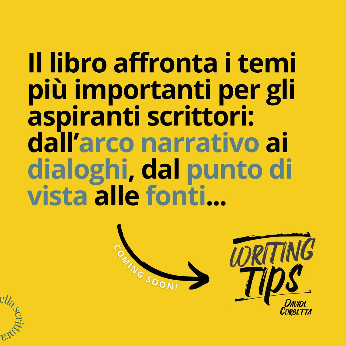 AScrittura's tweet photo. È in arrivo il nostro primo manuale di scrittura curato da @DavideAutore autore, editor e docente di scrittura creativa.
#writingtips #ComingSoon 📚 https://t.co/k89Gjcix04