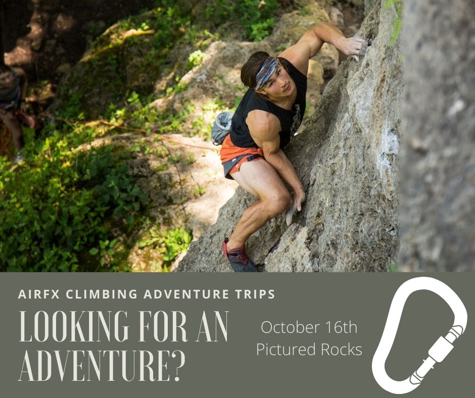 AirFXCR's tweet photo. Come join our staff for a climbing adventure at Pictured Rocks County Park on October 16th! You’ll get a full day of instruction from an experienced guide, plus we provide transportation and all the climbing gear you’ll need. Visit our website to sign up today! https://t.co/jatCLxxfDL