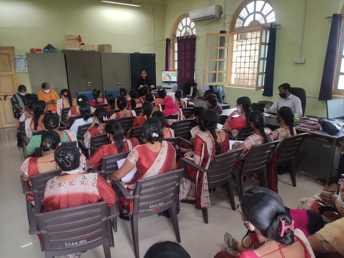 poshandiu's tweet photo. In *POSHAN MAAH* training on Infant and Young Child Feeding (IYCF) organized for Anganwadi Workers of Diu District.
#POSHANMaah2021 #diu
#SahiPoshanDeshRoshan
#AzadiKaAmritMahotsav
@MinistryWCD @PMOIndia @smritiirani @poojajain1344 @rai_saloni https://t.co/K9o5z2Yiy4