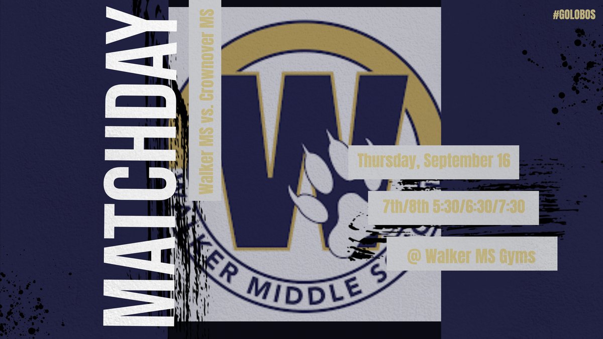It's Matchday!!! Good luck <a href="/WMS_GirlsBB/">Walker Lady Lobo Athletics</a> Volleyball on your matches vs. Crownover M.S! Matches are scheduled to begin at 5:30 @ Walker M.S.  Get your tickets at spicket.events/littleelm  #GoLobos #RaiseTheBar <a href="/leisd/">Little Elm ISD</a>