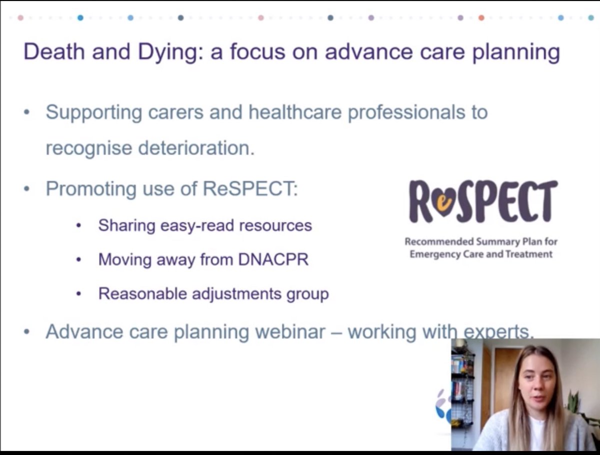 PCPLDnetwork's tweet photo. In relation to death and dying, The West Of England Learning Disabilities Collaborative have supported the implementation of ReSPECT across the South of England. 

@LouiseG137 #PCPLD #PCPLD21 https://t.co/aszsje0Qw0