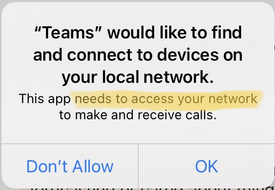 Hey <a href="/Microsoft/">Microsoft</a>, why am I no longer allowed to make Teams calls without giving you permission to invade my LAN? I definitely don’t want this. #privacy #security
