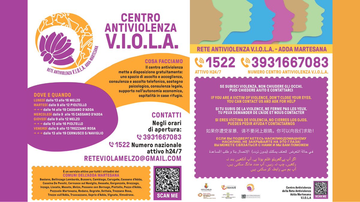 TrezzosullAdda's tweet photo. Il centro antiviolenza V.I.O.L.A si rinnova con nuovi sportelli, nuovi orari, nuovi contatti e altre novità per essere sempre più vicino alle donne.
Link dettagli: 👉 https://t.co/GGhRw8WfB1 https://t.co/z5dj1RAsau