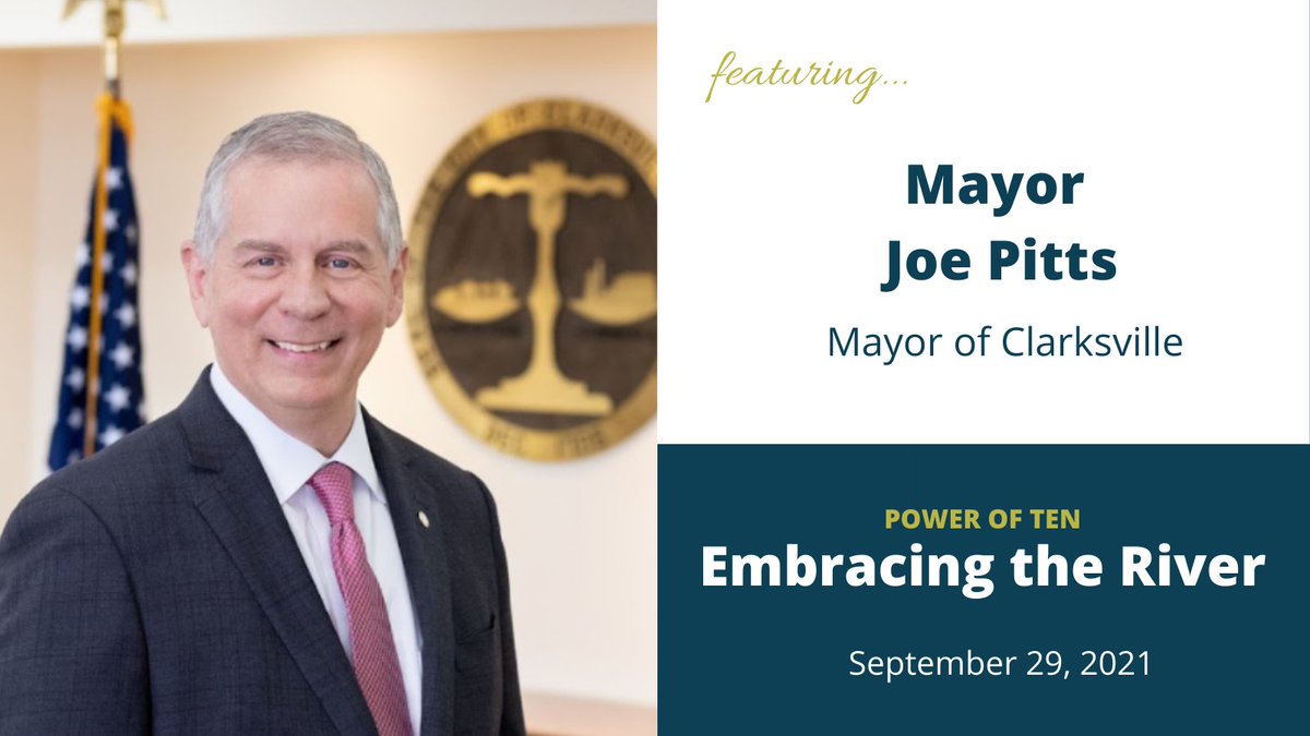 crtomorrow's tweet photo. We are very excited to have Mayor Joe Pitts of Clarksville joining us for the Power of Ten on Sept 29. He'll be sharing his vision for the Clarksville riverfront. Visit https://t.co/YCEeElTlJS to register. #poweroften #middletennessee #riverfronts https://t.co/MvQhF2EHpG
