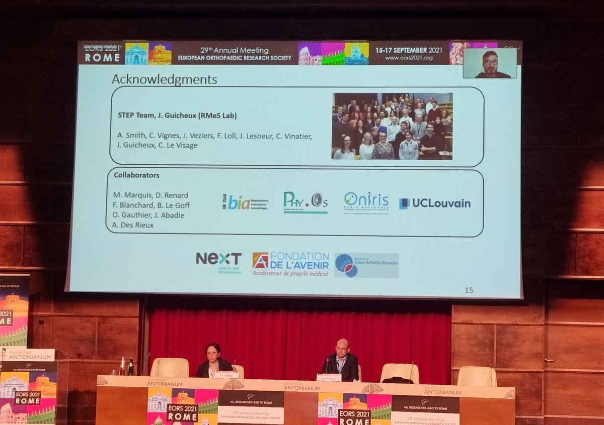 Great presentation of <a href="/FabienNativel/">Fabien Nativel</a> at the <a href="/EORS_Society/">EORS</a> 2021, with microencapsulated MSCs for #osteoarthritis treatment. 
@RMeS_UMR1229 <a href="/Inserm/">Inserm</a> @UnivNantes #EORS2021
