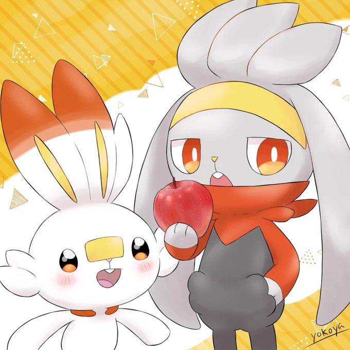 ラビフットとヒバニーを描きました 