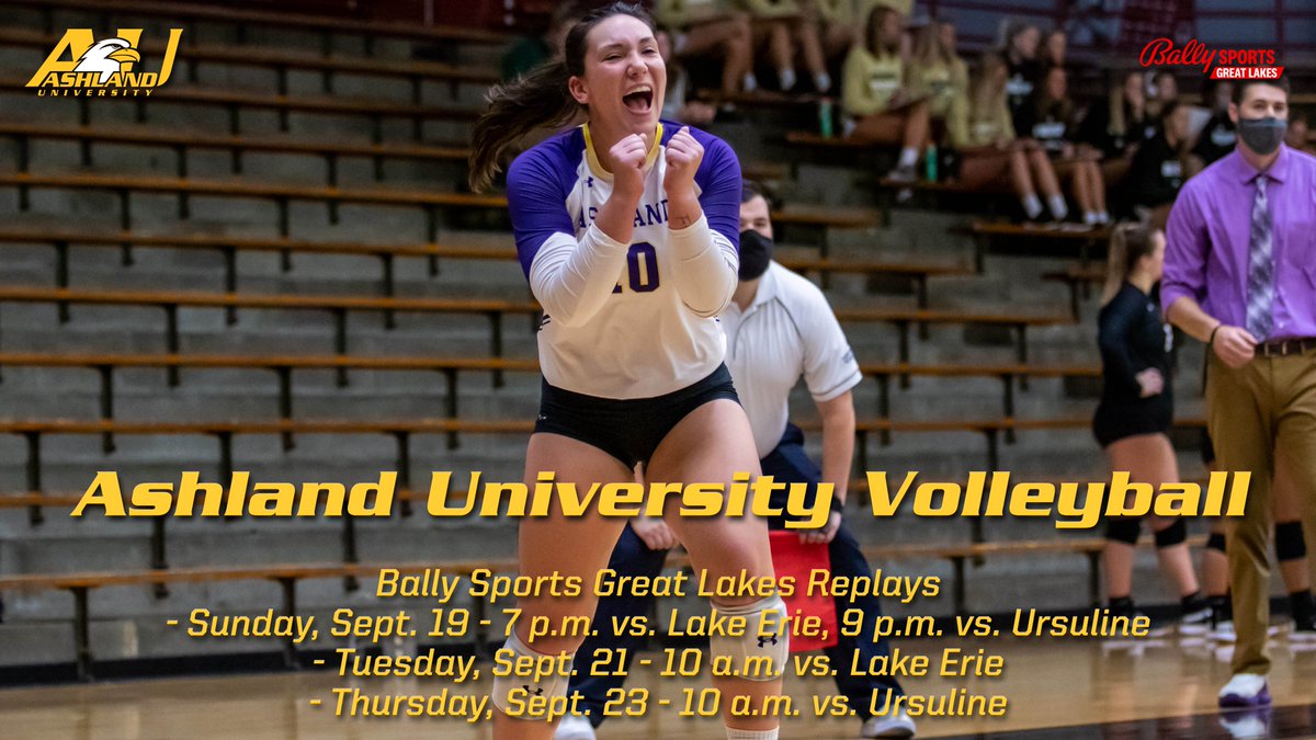 ashlandeagles_'s tweet photo. Our volleyball team starts the home portion of its fall schedule tomorrow and Saturday, and also begins play in the Great Midwest Athletic Conference!

Be a part of it by coming to Kates Gymnasium (https://t.co/RD7YNjqtKJ)...and watching the replays on Bally Sports Great Lakes! https://t.co/D8k0d4cMR6
