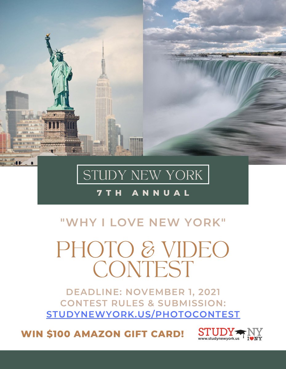 studynewyork's tweet photo. Announcing the 7th Annual Study New York Photo &amp; Video contest!
https://t.co/wUFbuNZYZ9 for more details! https://t.co/ICrs3rHqaX
