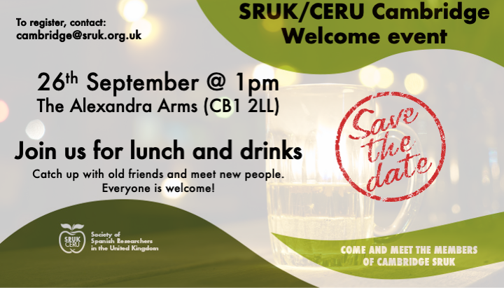 Come join #SRUKCambridge in welcoming the new academic year and the newcomers! We will have lunch and drinks at the terrace of The Alexandra Arms (CB1 2LL) on Sunday 26th of September at 1pm. Everyone is welcome! Registration required: ow.ly/jKr750Gb0Ht