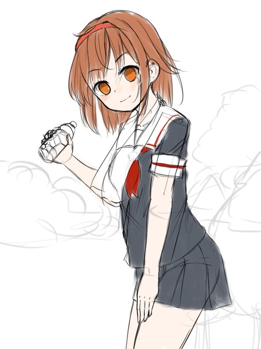 #このタグを見た人はラフ画とその完成絵を見せる 
ラフ時点では良い形が一発で決まることが少ないから線画のときに修正加えたり。 