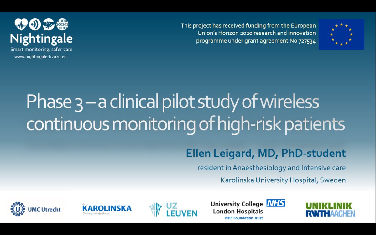 Thank you <a href="/MartineBreteler/">Martine Breteler</a>, Lisa Hartung and Ellen Leigard presenting how wireless monitoring systems were tested, their learning - and the results for Phase II and Phase III <a href="/Nightingale_EU/">Nightingale-H2020</a> #NightingaleH2020 ow.ly/1lLY50Gb5HH
