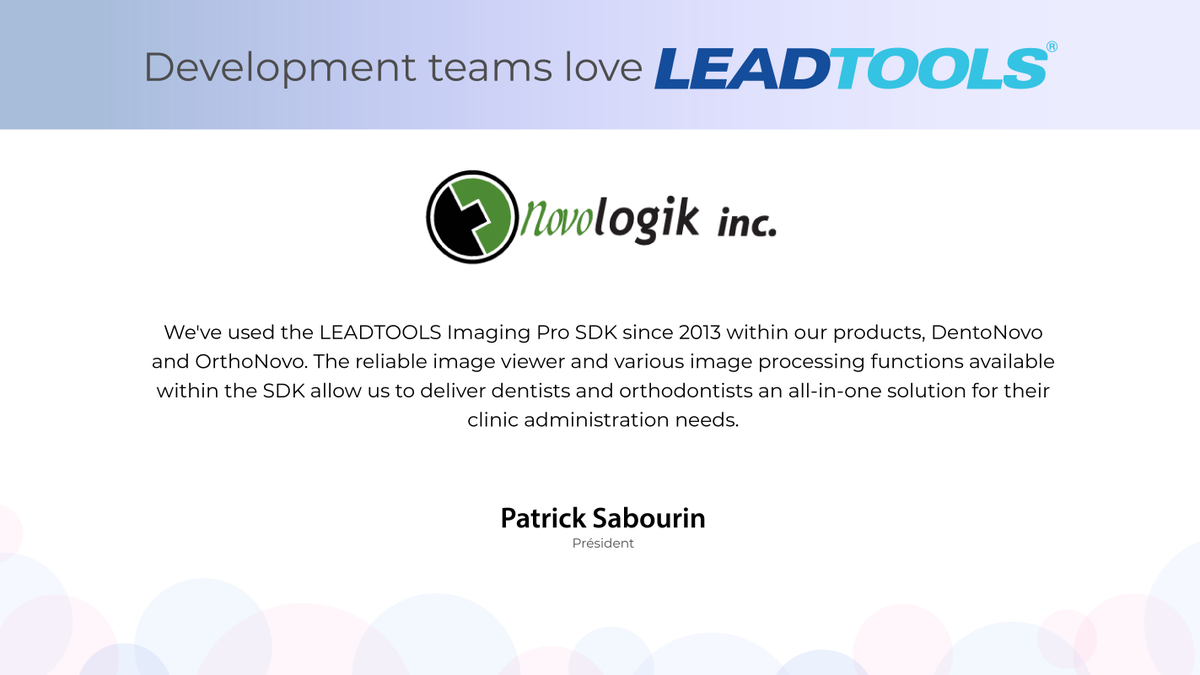 LEADTOOLS's tweet photo. #LEADTOOLS is designed so #developers can easily integrate recognition, document, medical, imaging, &amp; multimedia technology into their #apps.

See why @Novologik trusts LEADTOOLS Imaging Pro #SDK in their products by downloading our FREE 60-day eval today: https://t.co/riJo3B6Ufv https://t.co/2P4rP143g8