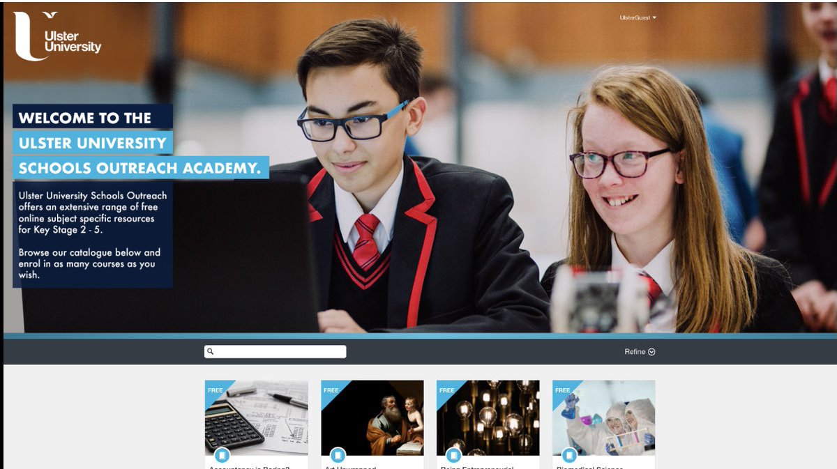 #SchoolPartnerships Delighted to launch the new ULSTER UNIVERSITY SCHOOLS OUTREACH ACADEMY 
Free online short courses aligned to curriculum &amp; personal development for all pupils 
ulster.ac.uk/schoolsacademy 
Simply click on choice of course to enrol….