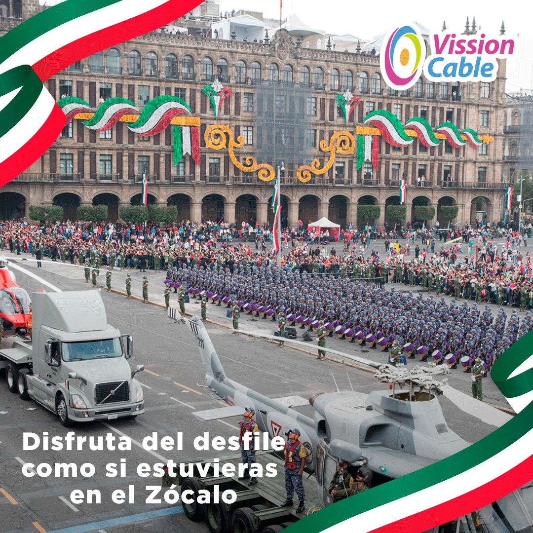 mxvissioncable's tweet photo. ¡Viva México, señores!🇲🇽

Sintoniza el tradicional Desfile Militar a través de Vission Cable.📺

Acompaña a las Fuerzas Armadas mexicanas a vivir éste emotivo momento.🙂

#desfilemilitar2021 #vivamexico2021 #VissionCable #TransmisionEnVivo https://t.co/SbdahSEx0w