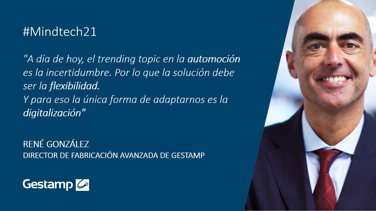 gestamp_es's tweet photo. @MindtechVigo 🗨️"Es necesario un modelo de operación más flexible, que permita a la industria seguir siendo pilar de la economía. Y la única vía para este cambio necesario es la #digitalización, que puede transformar la #industria".
🗣️René González en @MindtechVigo #Mindtech21 https://t.co/H54KzFWRFF