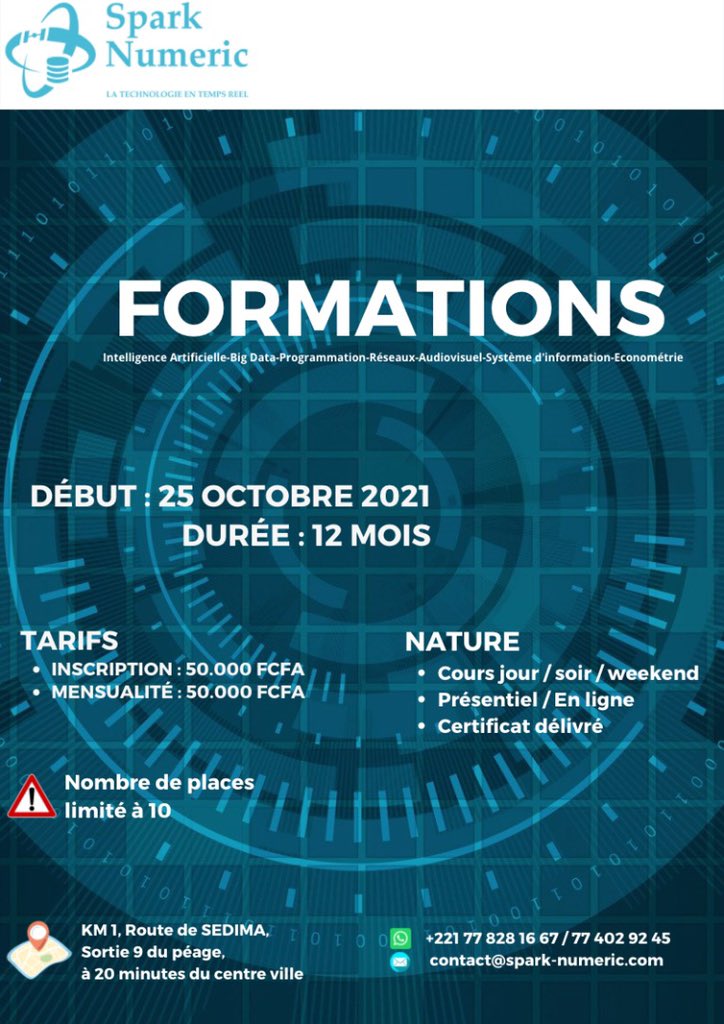 SparkNumeric's tweet photo. Notre ère est caractérisée par une lourde révolution numérique qui s'impose dans tous les domaines d'activités tels que l'enseignement, le E-learning, la santé, les télécoms, le marketing, le E-commerce, le sport, le transport,…👇🏾 https://t.co/gP9TglKWas