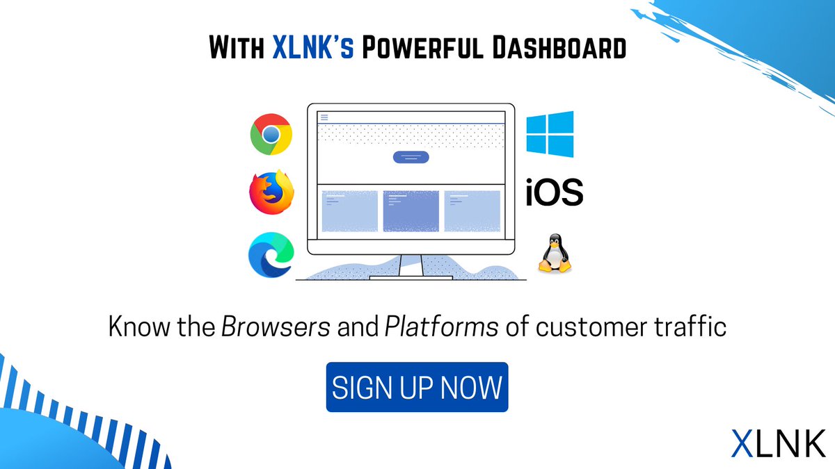 xlnkit's tweet photo. With XLNK's powerful dashboard, know the Browsers and Platforms of customer traffic.
Sign up now, https://t.co/5KnWZHqLEZ
XLNK, your free and fast link shortener.
#url #shortener #browsers #platforms #customer #traffic https://t.co/FdOqmcyo83