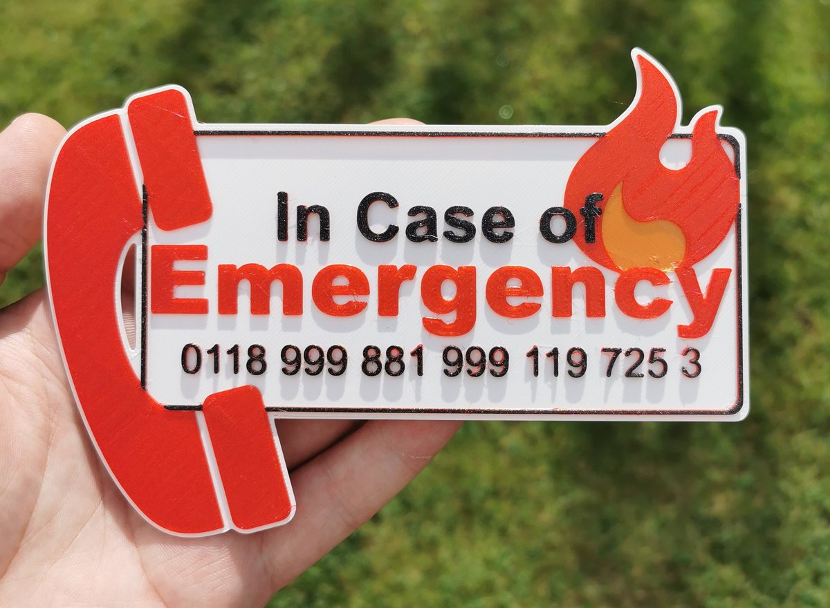 offbeatprinting's tweet photo. Check out the new easy to remember emergency services number! 🚨🚨 (From the IT Crowd) 

#theitcrowd #tnettenba #drinkmilkandkickass #streetcountdown #3dprinting

Model files: IT Crowd Emergency Number by @Dsk001_3D #prusaprinters 74843 https://t.co/pn7Q5IjL1L