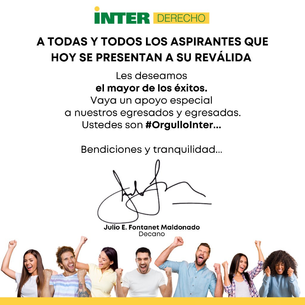 A TODAS Y TODOS LOS ASPIRANTES QUE HOY SE PRESENTAN A SU REVÁLIDA | Les deseamos el mayor de los éxitos. Vaya un apoyo especial a nuestros egresados y egresadas. Ustedes son #OrgulloInter...