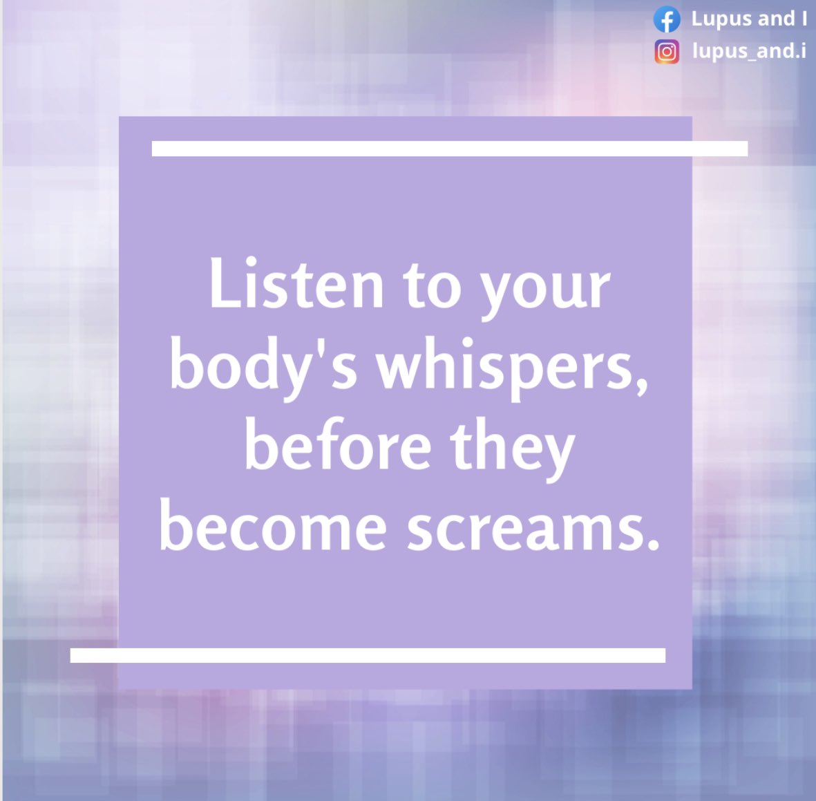 and_lupus's tweet image. All too often I ignore the whispers and the screams ALWAYS follow. Who else ignore their body, when it says to stop? 💜

#lupusandi #lupusandiclosedgroup #lupus #lupusawareness #lupusadvocate #lupuslife #lupusdiva #lupuswarrior #lupusfighter #lupuswillnotdefeatme #thursdaytip