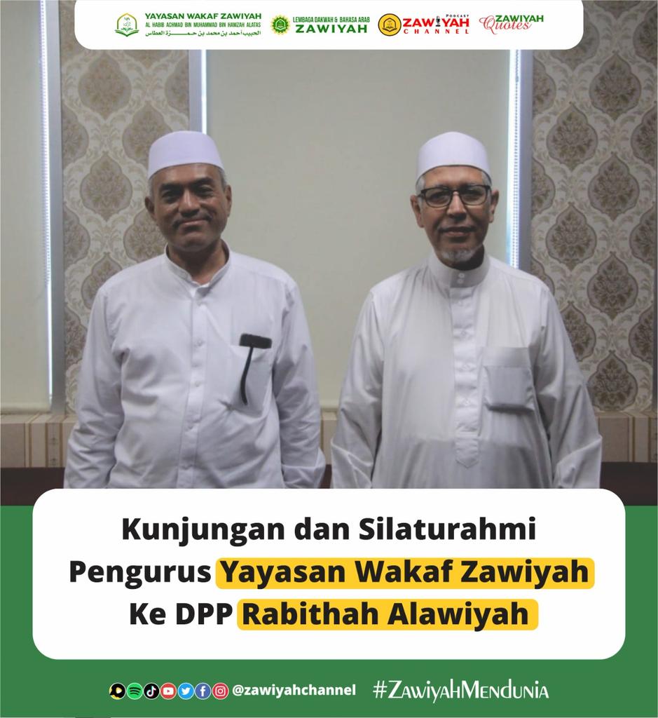 zawiyahchannel's tweet photo. Kunjungan &amp; Silaturahmi Pengurus Yayasan Wakaf Zawiyah ke DPP RABITHAH ALAWIYAH @rabithah_alawiyah @pemudarabithah
(Kamis, 16 September 2021)
.
Donasi Peduli Dakwah Zawiyah bisa melalui Nomor Rekening :
MANDIRI 115-00-3399151-6
.
#zawiyah #zawiyahmendunia #zawiyahchannel https://t.co/89TjpM1aKa