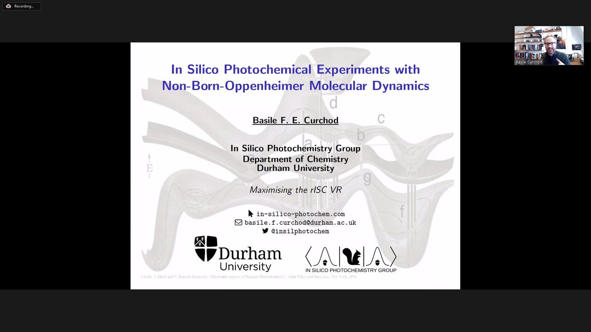 Maximising the rISC (@maximisetherisc) on Twitter photo To close the third session we have <a href="/insilphotochem/">Basile Curchod</a> taking us through Non-Born-Oppenheimer Molecular Dynamics and giving thought to how some of the tools could be used to study TADF systems. #MAXrISC To close the third session we have <a href="/insilphotochem/">Basile Curchod</a> taking us through Non-Born-Oppenheimer Molecular Dynamics and giving thought to how some of the tools could be used to study TADF systems. #MAXrISC