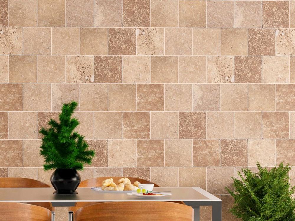 Rock your living area with the #travertine #tiles. We think the elegant wall covering with soft colors do a great job of transforming the entire look of the your living spaces. Featured product is coffee philippus - noce travertine tile with tumbled finishing.