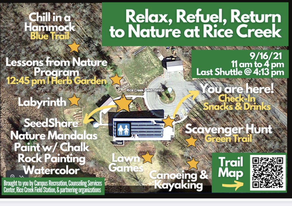 oswegocampusrec's tweet photo. Come out to rice creek today 11-4!! Stop by or stay all day, variety of activities happening!  Don’t have a way to get there? Take the green route bus to get here!! @sunyoswego https://t.co/5d0aQGiMY5