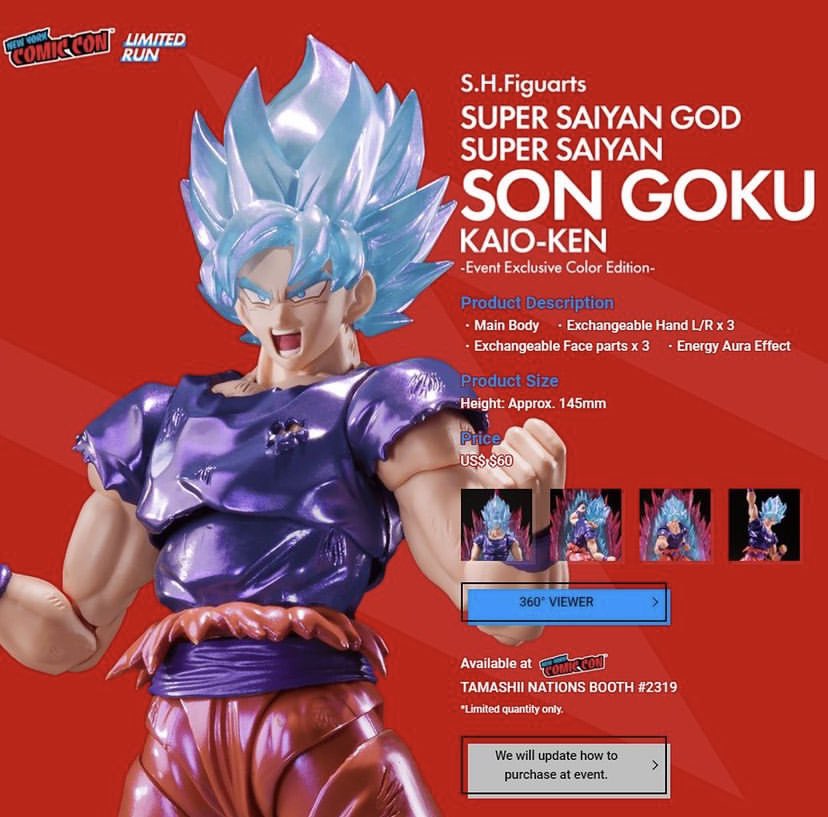 S.H.Figuarts Dragon Ball Super Event Exclusive Color Edition Super Saiyan  God Super Saiyan Son Goku Kaio-Ken