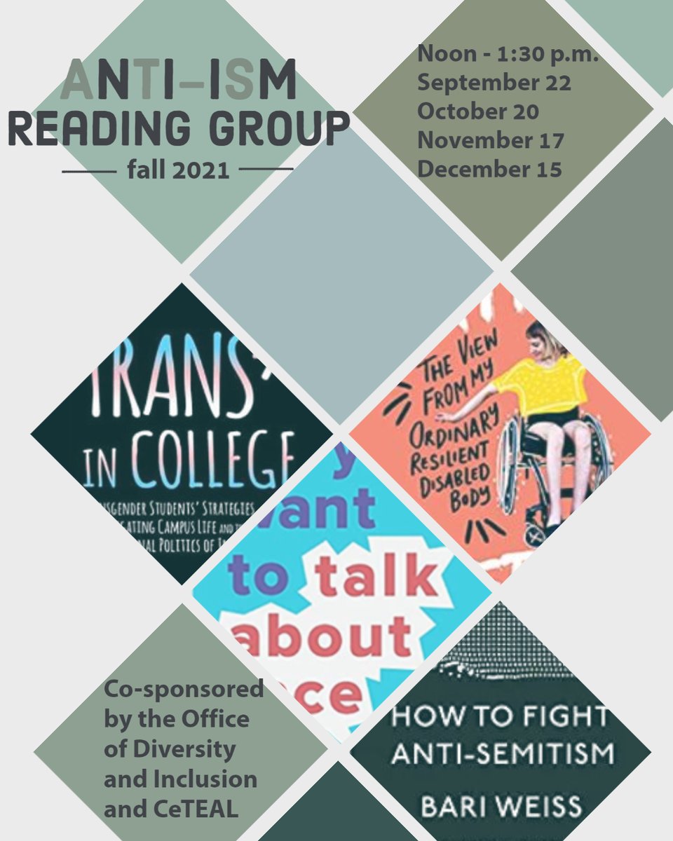 CCUPDAT's tweet photo. #CCUFaculty #CCUStaff Register for the Anti-ism Reading Groups on Wednesdays this Fall. This group is co-sponsored by the Office of Diversity and Inclusion and CeTEAL. Our first session is Wednesday, October 22. 
Register: https://t.co/zkWUrceRPV https://t.co/tvNL7EO6TR
