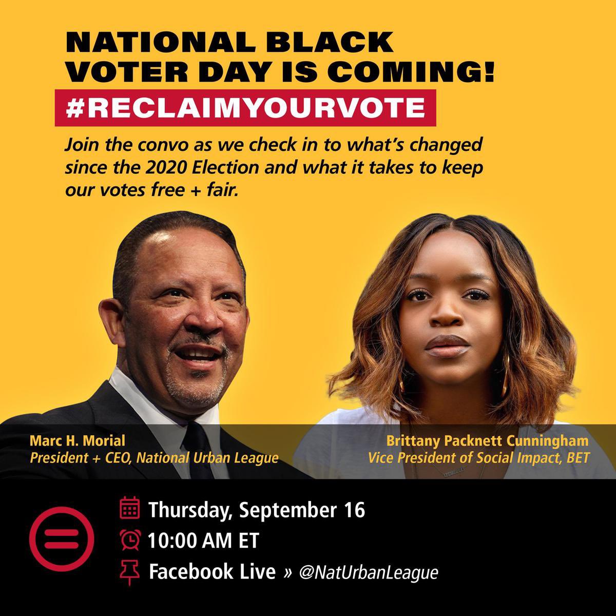 NCULG's tweet photo. HAPPENING NOW>>> Marc Morial and Brittany Packnett Cunningham chat about our protest and progress on voting rights. Take Action NOW! https://t.co/3PmSdu9x2y https://t.co/nqh84EPzBl