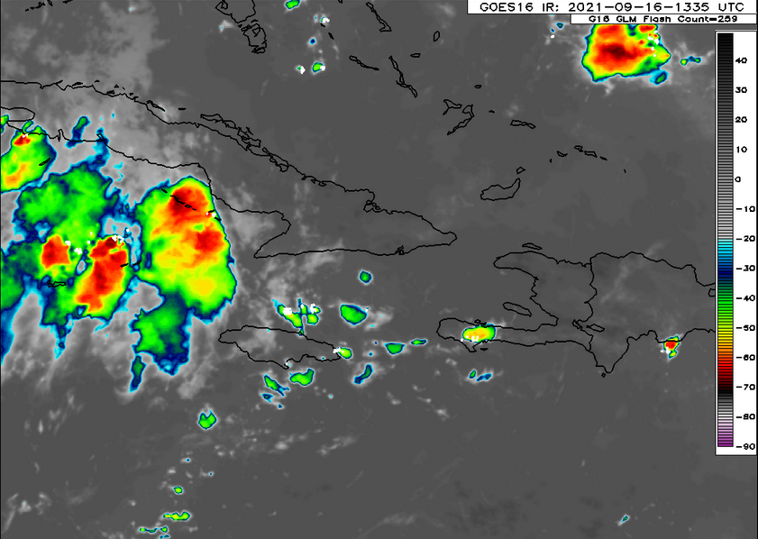 RudyMeteo's tweet photo. Ces pluies sur cette région de la mer des Antilles sont liées à la présence de ce centre dépressionnaire en altitude et à la proximité d’une onde tropicale https://t.co/gMGIkMRuUX