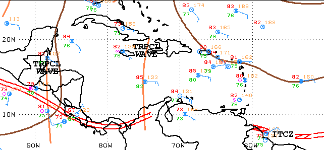 RudyMeteo's tweet photo. Ces pluies sur cette région de la mer des Antilles sont liées à la présence de ce centre dépressionnaire en altitude et à la proximité d’une onde tropicale https://t.co/gMGIkMRuUX