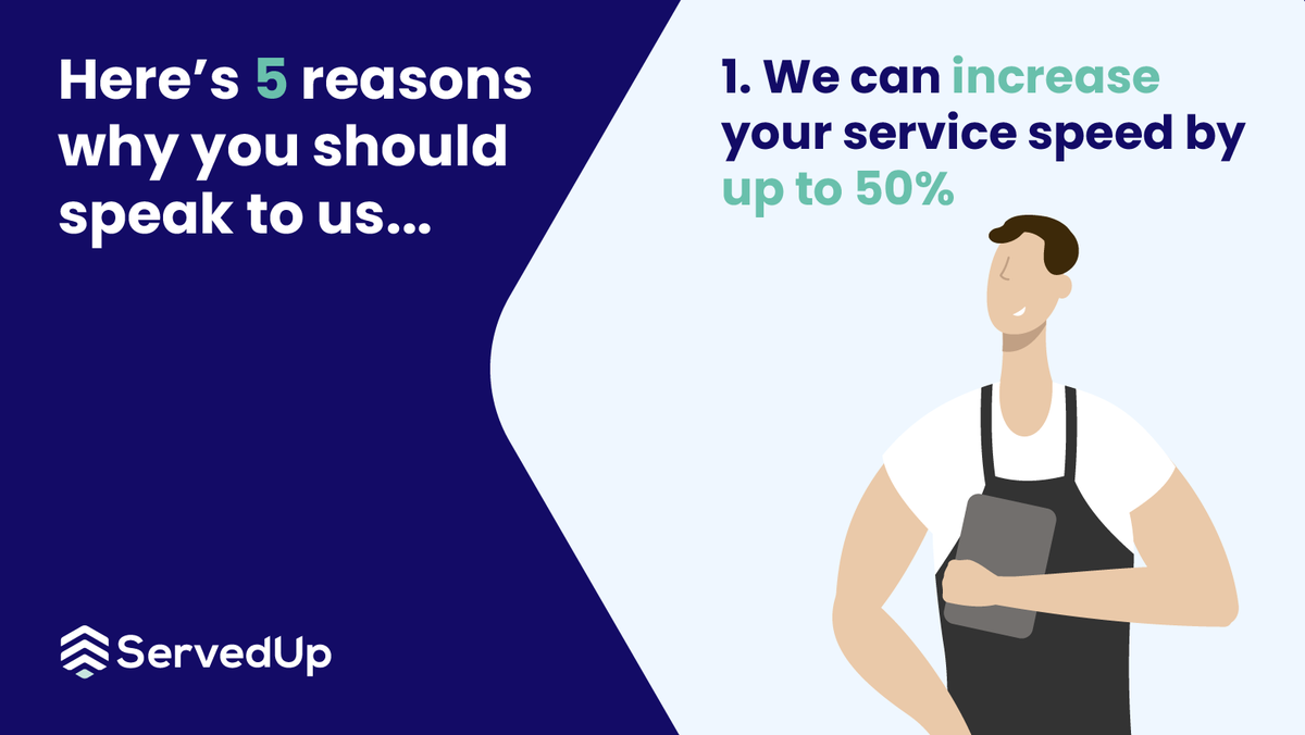 TryChargedUp's tweet photo. Top 5 reasons to speak to us!

1.We can increase your service speed by up to 50%
2.ServedUp generates a strong ROI
3.Our solution is APP FREE
4.We provide the quickest and most convenient payment methods
5.This includes takeaway functionality

#servedup #hospitality #orderandpay https://t.co/VrBQVWD4hr