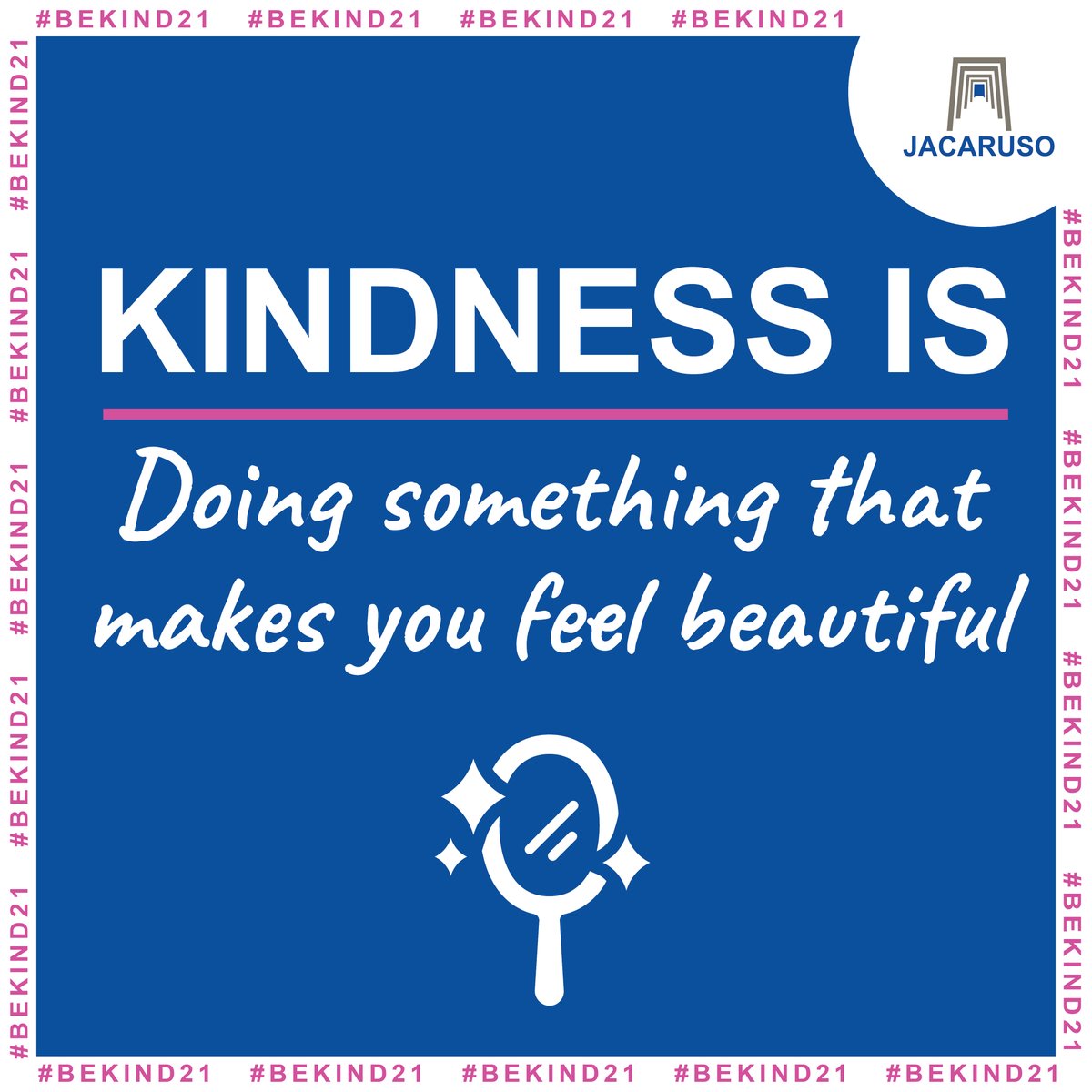 JacarusoInc's tweet photo. Be kind today by doing something, anything that celebrates your beauty. Other ways to be kind? Find a way to get your body moving.
#jacaruso #bekind21 #jeactsofkindness https://t.co/dfwVMVa1HW