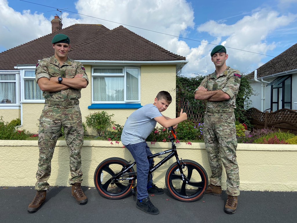 SNCOs and Officers of Med Sqn have been winning the hearts and minds of the local community by supplying a bike and other goodies to a young lad who fell foul to bike crime. #inspiringthenextgeneration