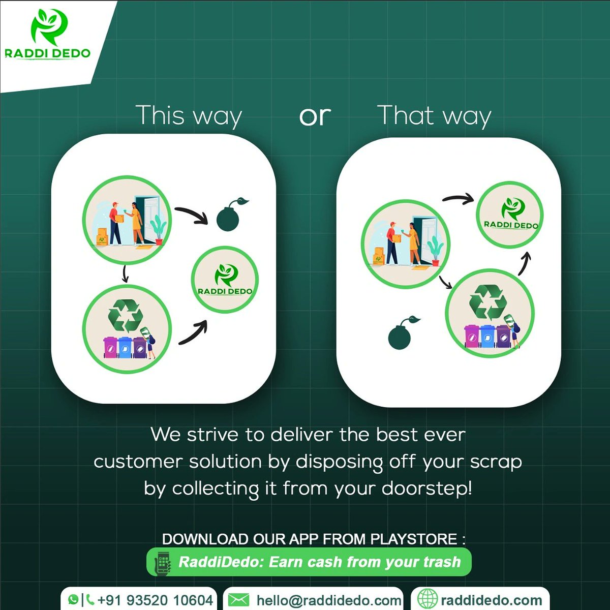 RaddiDedo's tweet photo. This way or that way we assure you to always serve with the utmost satisfaction and convenience by disposing off your scrap wisely and efficiently 🗑️🧹
#iphone13 #iphone12 #trolliphone #iphone13launch https://t.co/oS0R2I6IPf