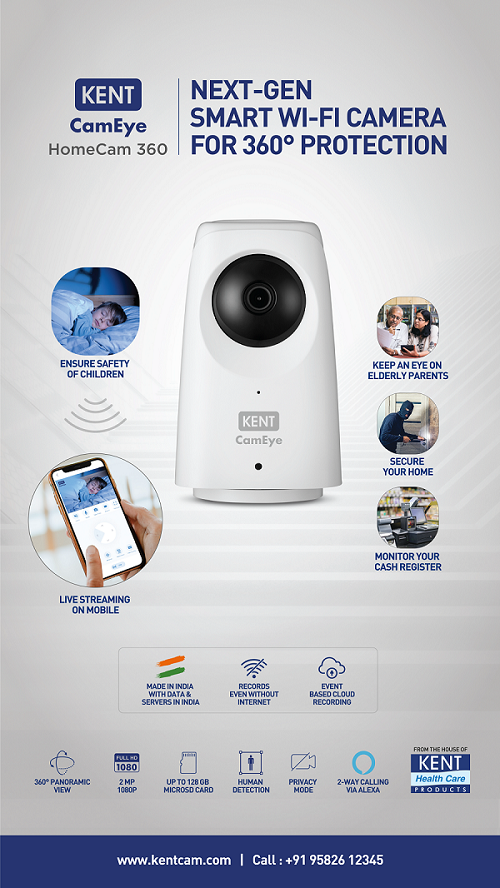 viewKENTCam's tweet photo. Redefining home security with this Made in India camera - KENT CamEye HomeCam 360.  The next-gen smart Wi-Fi camera comes with 360° Panoramic View, Night Vision, Offline Video Recording, Human Detection &amp; Event-based Cloud Recording. https://t.co/8Xmy4U73TV #HomeCam #homecamera https://t.co/03MxJeVSca