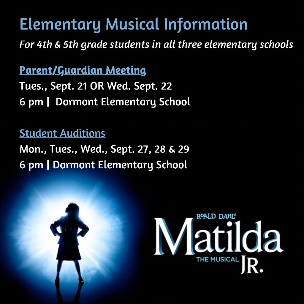 ⭐️ Calling all 4th &amp; 5th grade students! ⭐️

It’s time to start preparing for this year’s elementary musical, Matilda, Jr.!  

🗓 Mark your calendar for these important upcoming dates! 

🎬 More info: tinyurl.com/KOMatildaMusic… 

#KOProud <a href="/KOSDnaser/">Robert Naser</a>
