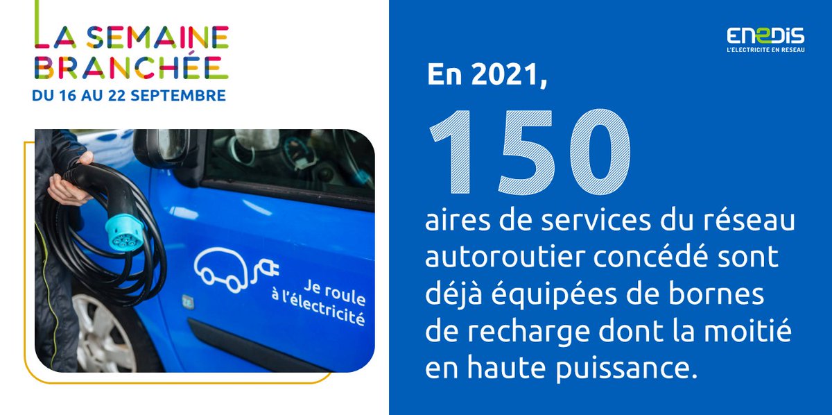 #LeSaviezVous 
En 2023, les 365 aires de services du réseau autoroutier concédé seront équipées de bornes de recharge comme le prévoit la réglementation. 

Le #concours de la semaine branchée est encore ouvert 🎉
Participez sur le tweet épinglé sur notre compte @enedis_bourg