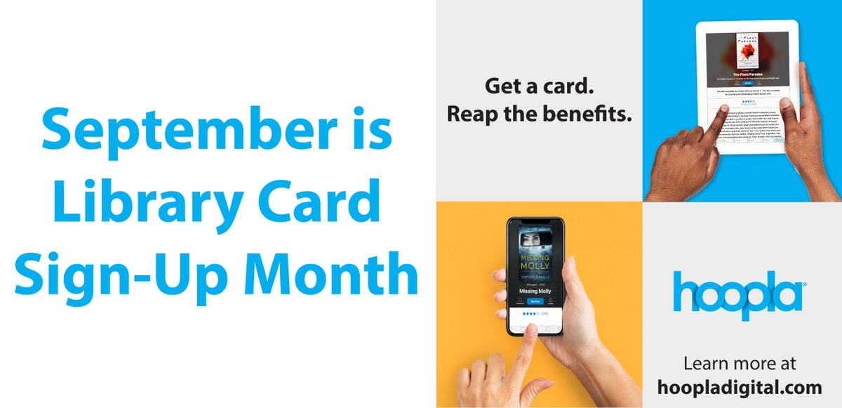 CommackLibrary's tweet image. Do you want access to streaming movies, tv shows, comics, ebooks, audiobooks & music? All you need is a library card! Hoopla is available to district residents with a current Commack Public Library card. #LibraryCardSignUpMonth #Hoopla