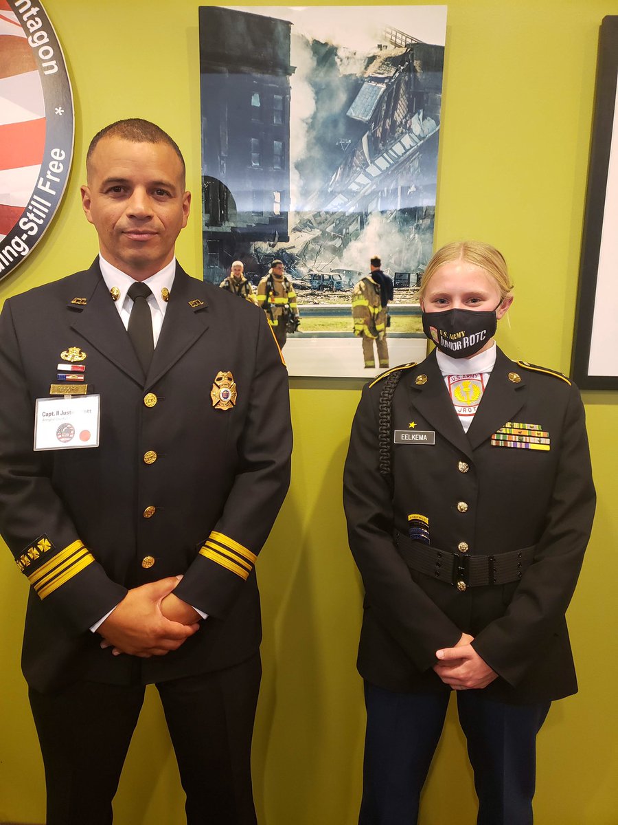 <a href="/ACHSJROTC/">Alexandria City High School JROTC Battalion</a> conducted the color guard for the opening ceremony of the “Still Standing Still Free” photo exhibit, in memory of the 20th anniversary of the 9/11 attack on the pentagon. Cadets also met with members of the emergency service teams that responded to the pentagon.