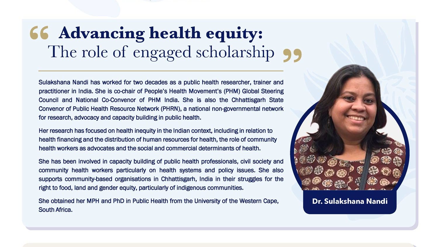 Soph Uwc On Twitter: "You Are Invited To A Lecture By Dr Sulakshana Nandi,  The 2021 Jakes Gerwel Award In Public Health Recipient. Thursday 14Th  October 2021 | 17:00 (Sast) Register Here: