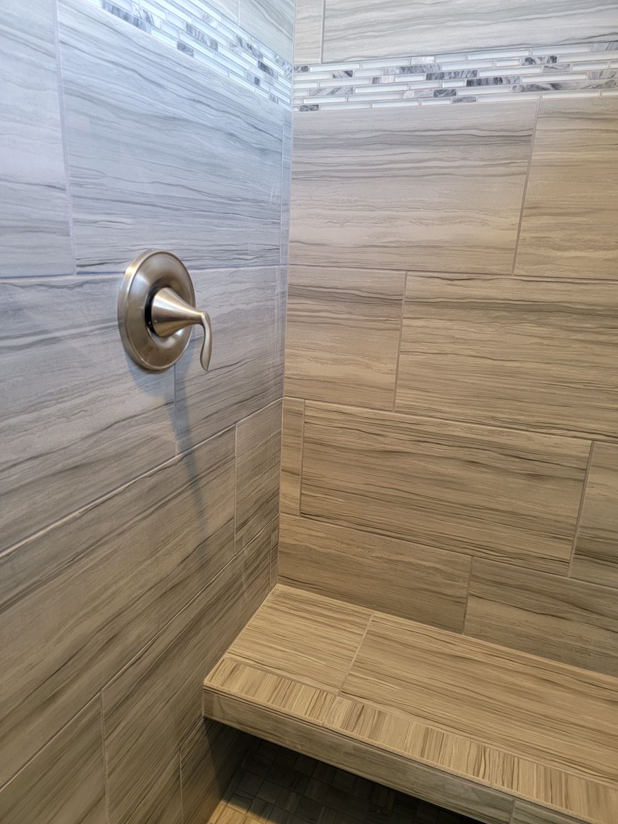 BlueHenCo's tweet photo. Here are some pics of our favorites from one of our recent builds! Our clients went with dark cherry for their kitchen cabinets; it’s a nice change! As always, we are in love with beautiful tile showers, and we love, even more, a finished build. 😉

(Tomorrow is Friday.🙌🏻) https://t.co/hDuGbWNe38