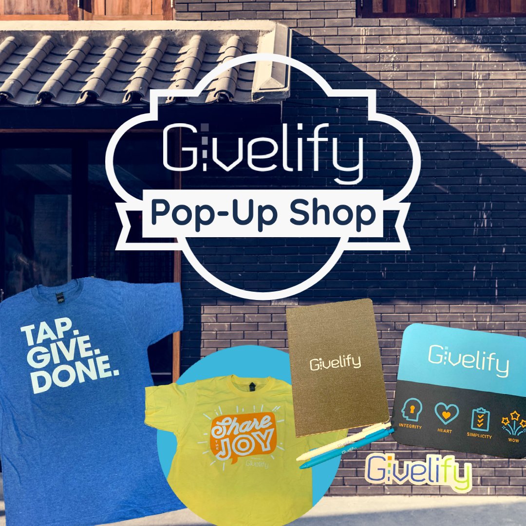 Welcome to our #Givelify Pop-Up Shop! 🛍️

We're excited to announce that a new Givelify look is coming this Tuesday, so here's your chance to own a piece of Givelify history, plus a surprise new-logo item. [1/2]