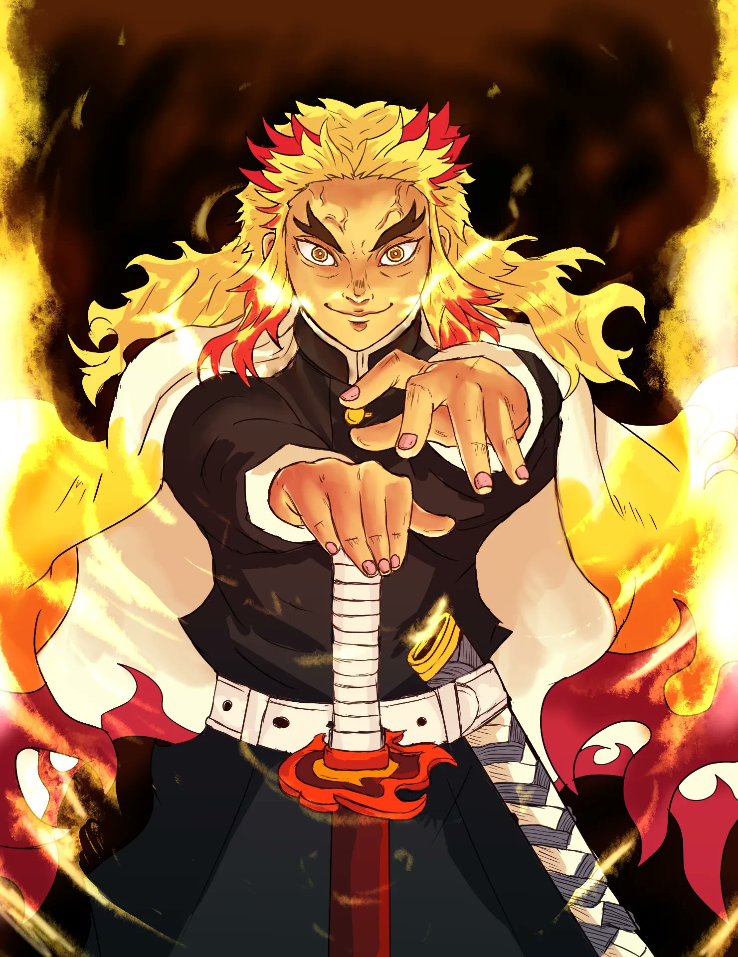 Helcolden Commissions Open Rengoku From Demon Slayer Finished Check Out The Vod Of Me Coloring This Live On My Channel T Co Fctbxtmmss Art Anime Fanart Demonslayer Demonslayermovie Demonslayerfanart Rengoku